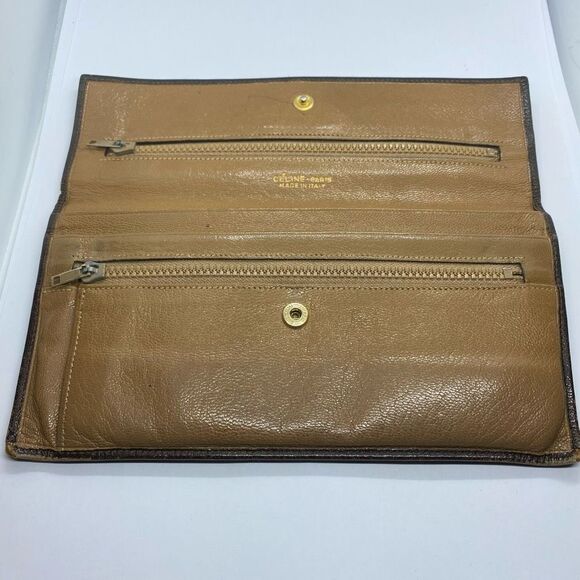 Authentic Celine Paris Vintage Brown Leather Basic Long Slim Wallet - Picture 7 of 11